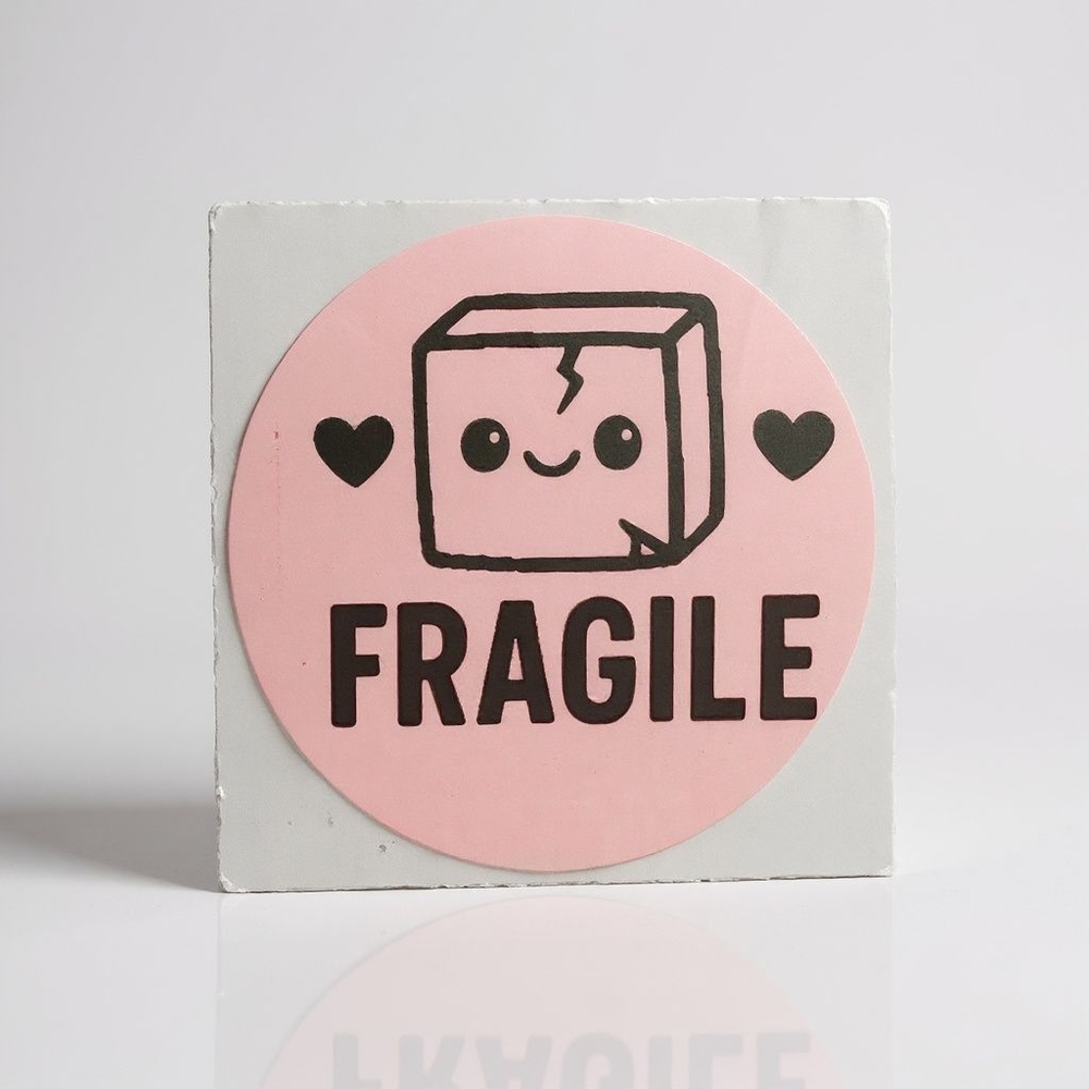 200 Pink White Thank You Fragile Sticker Bundle 2inch Round Weatherproof - Picture 2 of 3